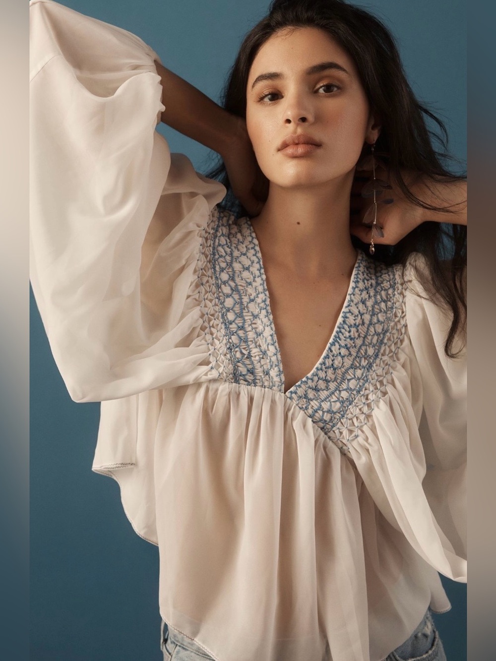 NEW Anthropologie Sheer Babydoll Top Size Small